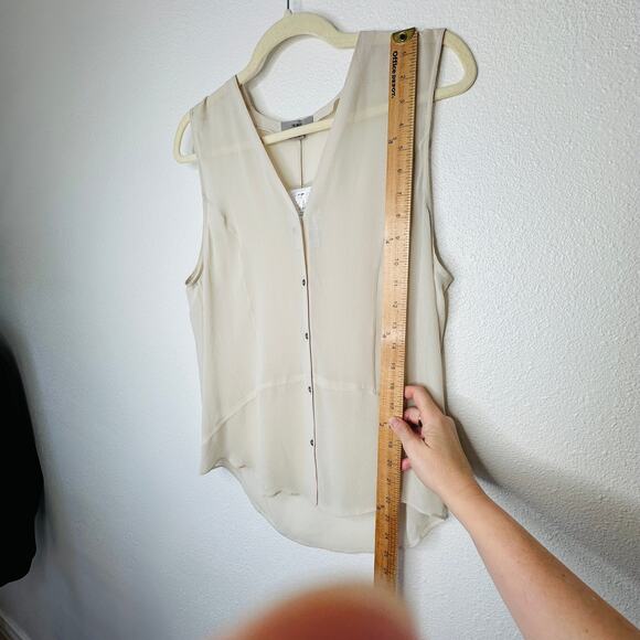NWT Helmut Ghost 100% Sheer Silk in Salt V-Neck Sleeveless Blouse L - Picture 11 of 12